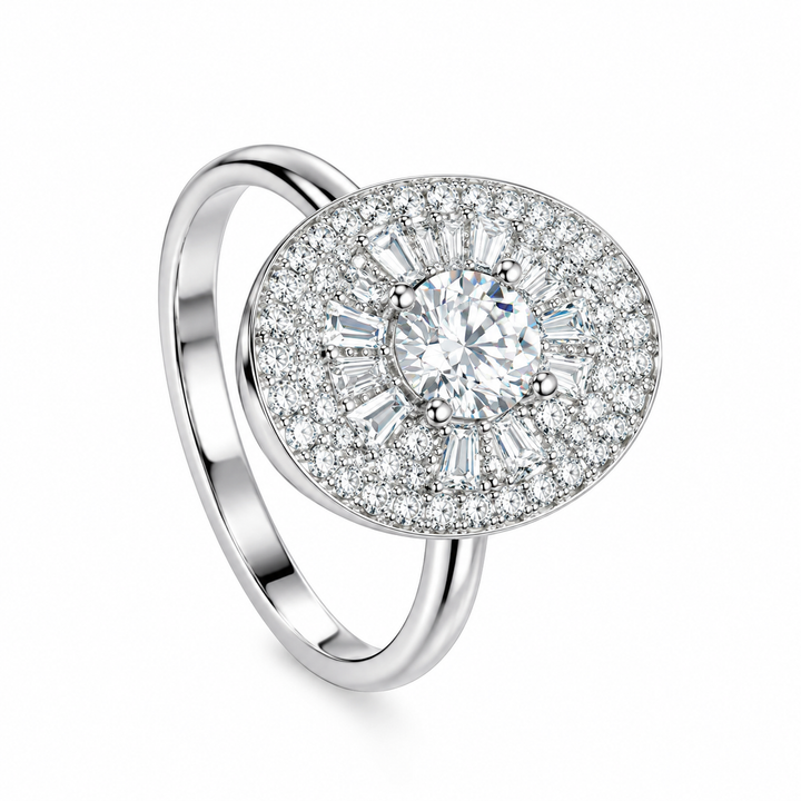 Vintage-Style Halo Moissanite Ring
