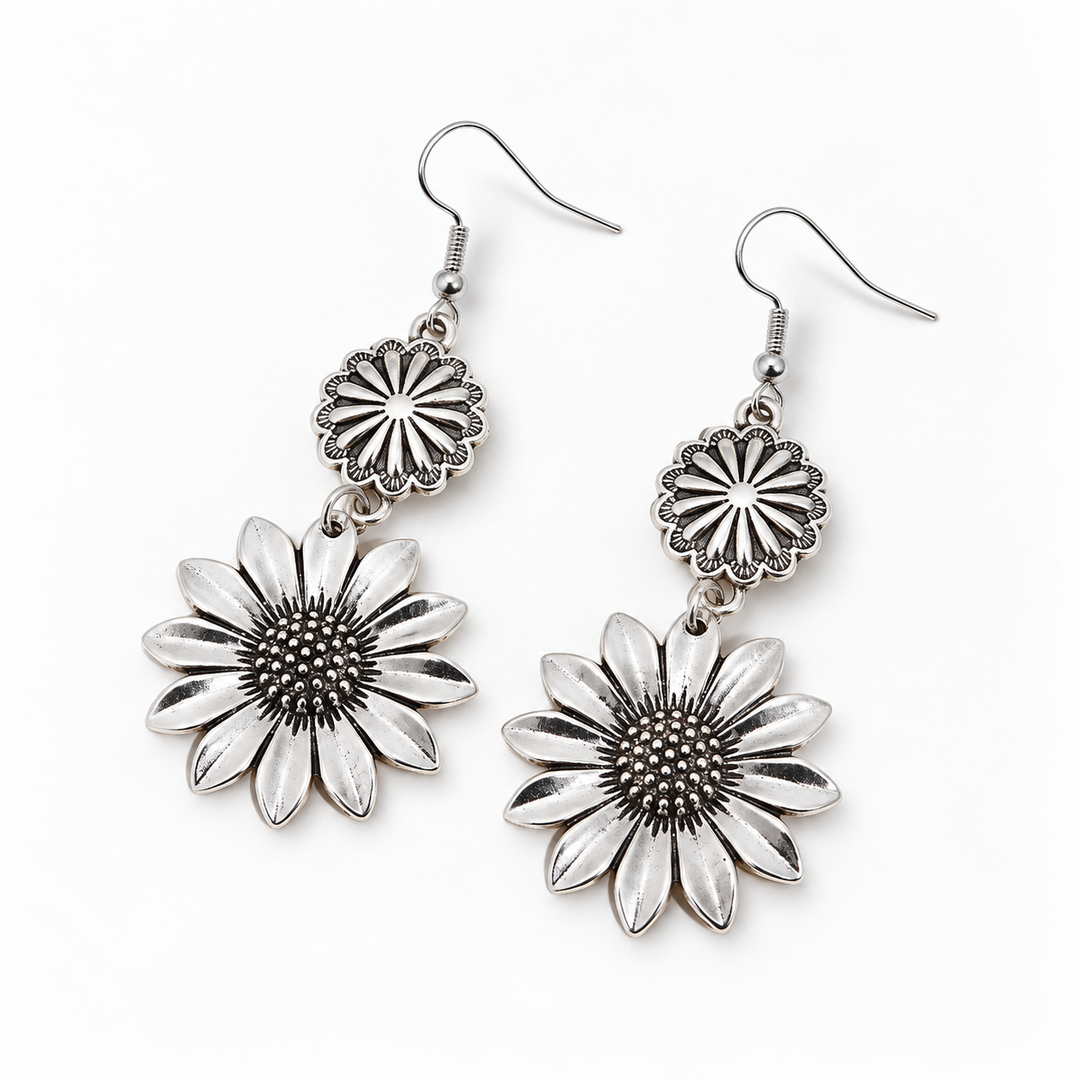 Golden Daisy Drop Earrings