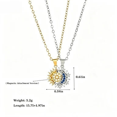 Magnetic Sun &amp; Moon Couple Necklace