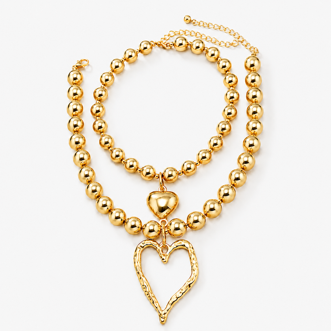 Molten Heart Layered Beaded Necklace