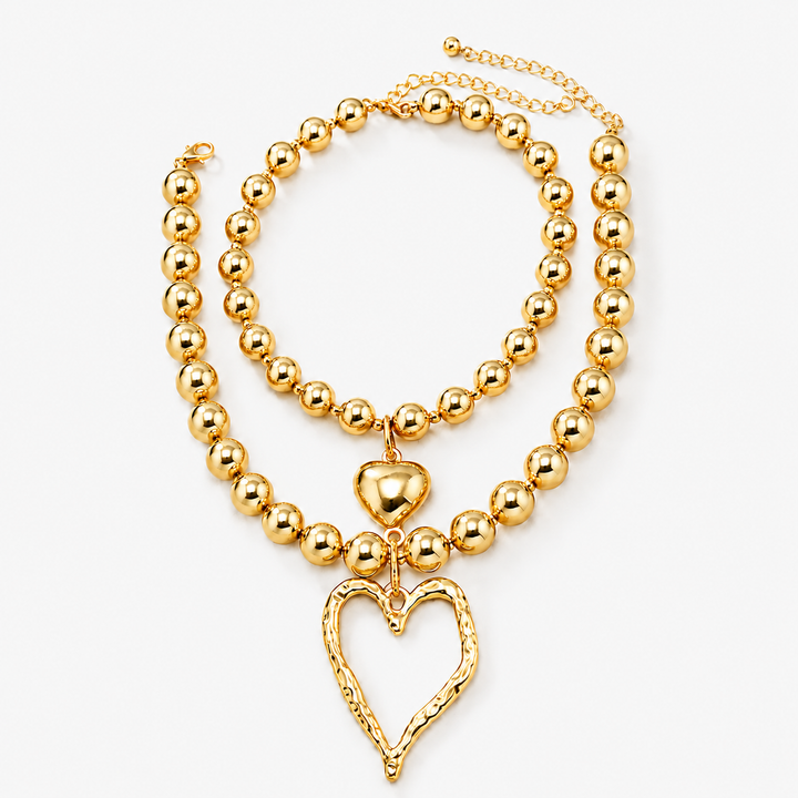 Molten Heart Layered Beaded Necklace