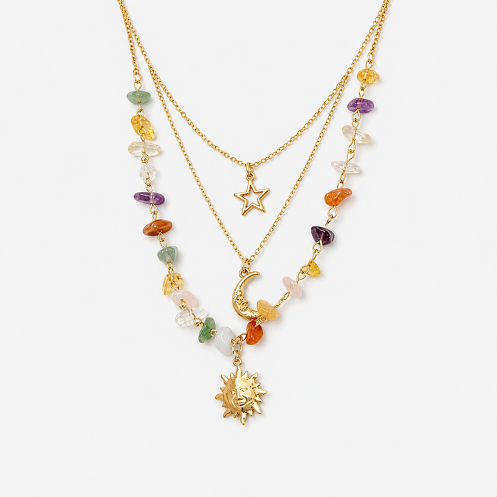 "Celestial" Gemstone-Style Layered Necklace