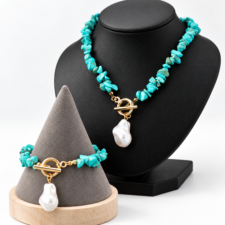 Coastal Blue Pearl Jewelry Set