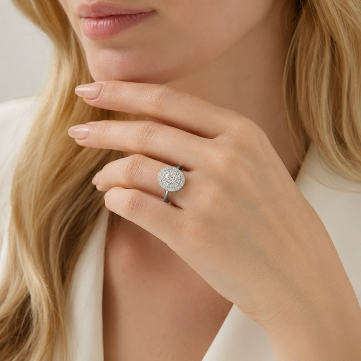 Vintage-Style Halo Moissanite Ring