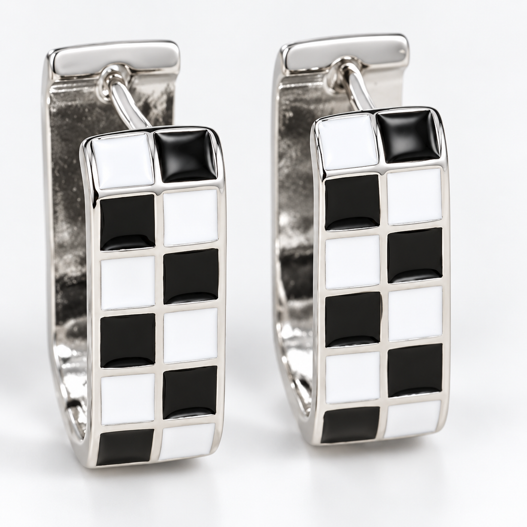 Vintage Checker Huggie Earrings