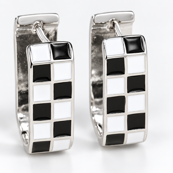 Vintage Checker Huggie Earrings