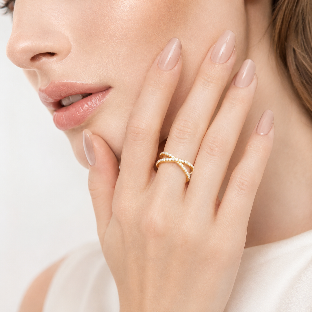 Crisscross Pavé Zircon Ring