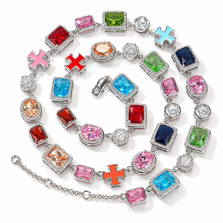 Colorful Cross Statement Necklace