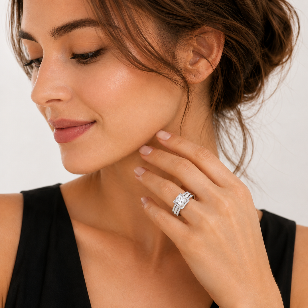Square Halo Engagement Ring
