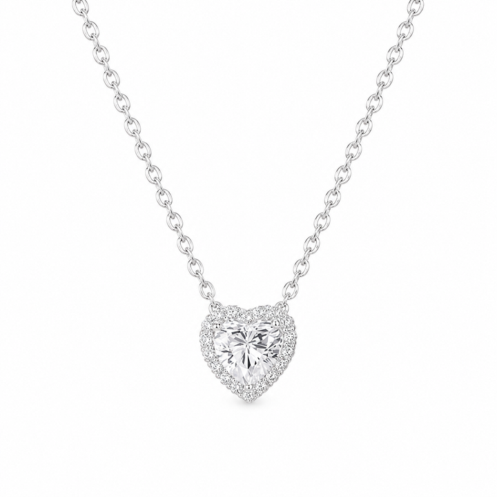 Heart Halo Zircon Pendant Necklace