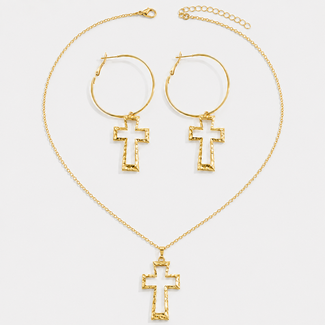 Cross Necklace and Earring Set