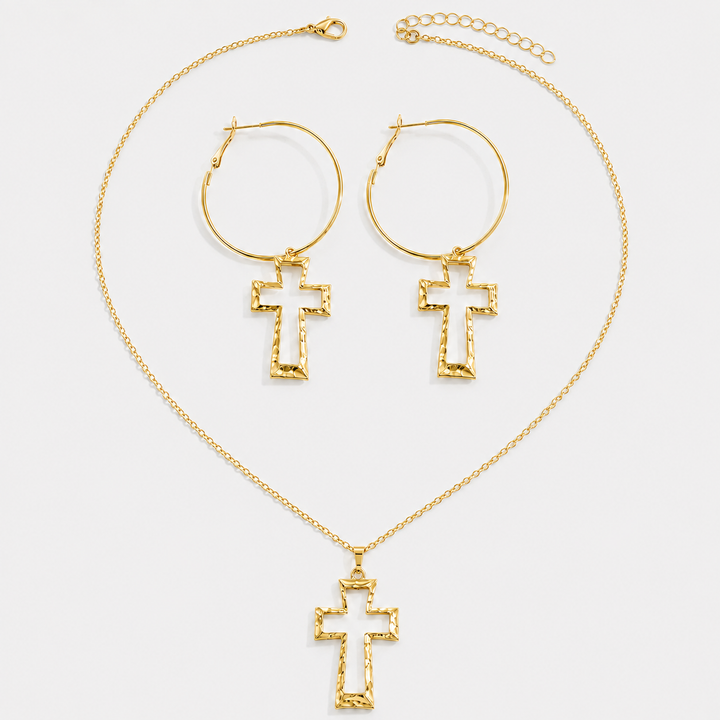 Cross Necklace and Earring Set