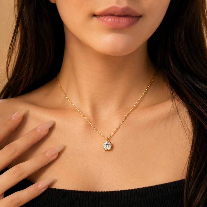 Minimalist Solitaire Zircon Pendant Necklace