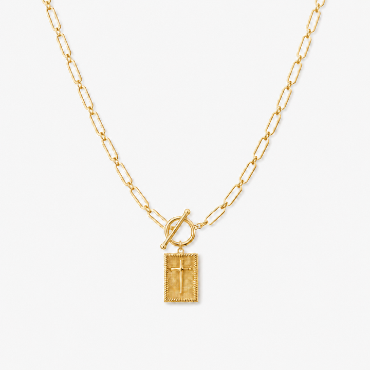 Cross Pendant Toggle Chain Necklace