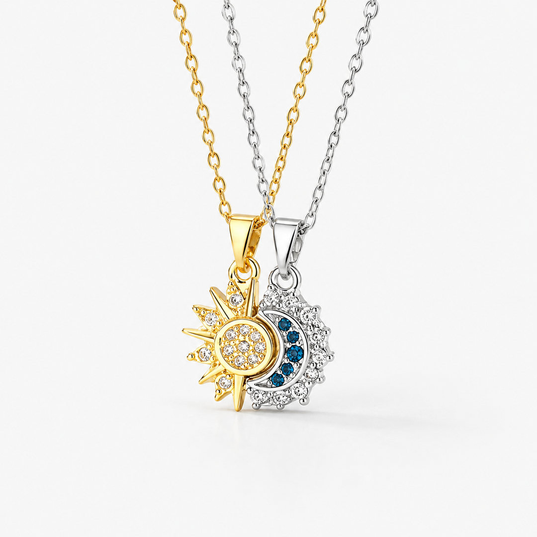 Magnetic Sun &amp; Moon Couple Necklace