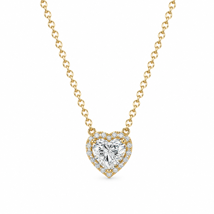 Heart Halo Zircon Pendant Necklace