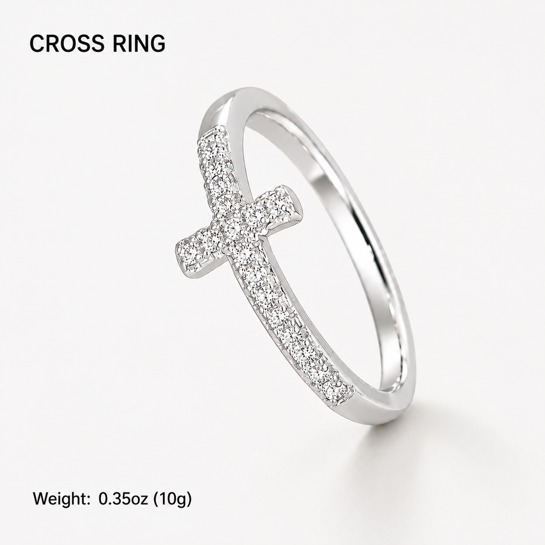 Pavé Cross Minimalist Ring
