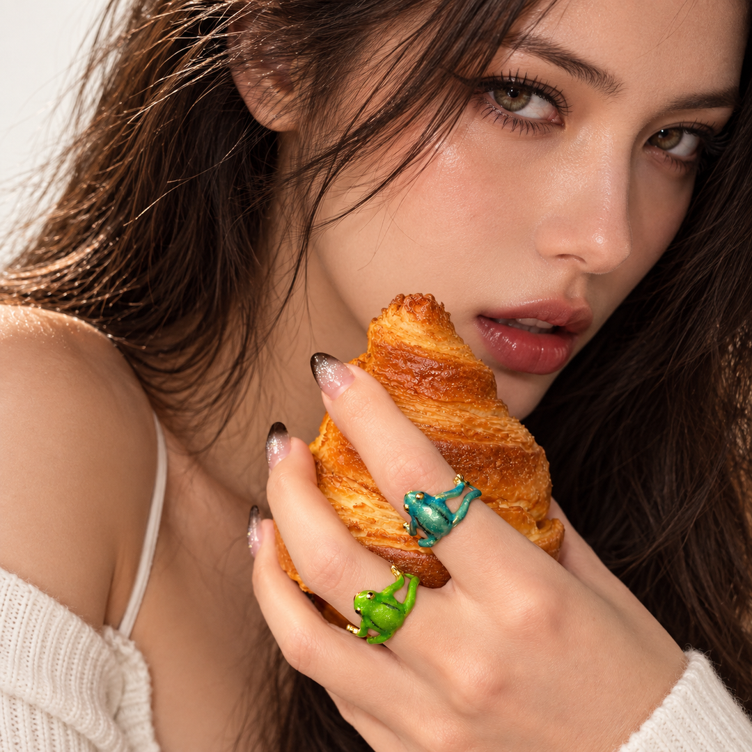 Playful Frog Open Ring