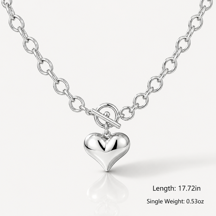 Polished Heart Toggle Chain Necklace