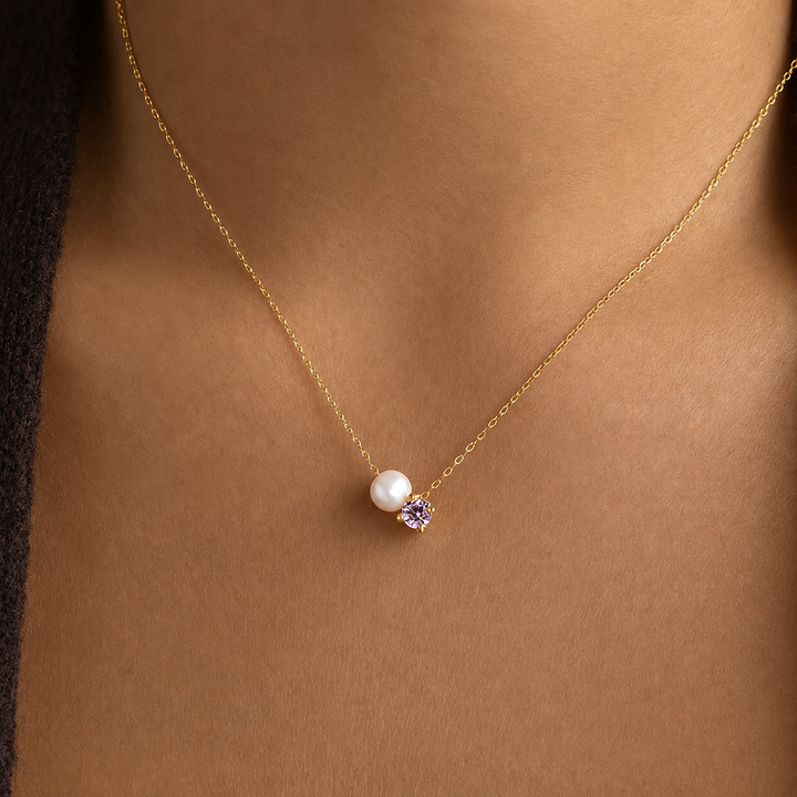 Pearl &amp; Birthstone Pendant Necklace
