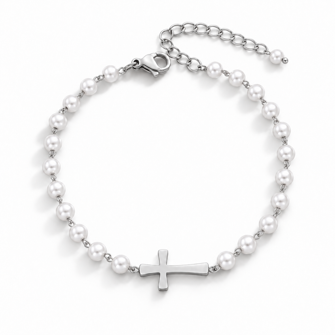 Faith &amp; Pearl Cross Jewelry Set