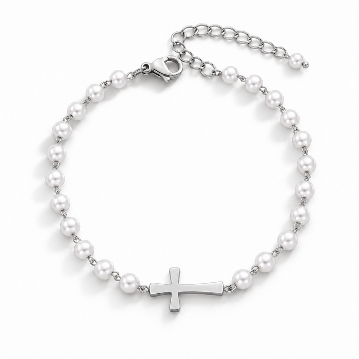 Faith &amp; Pearl Cross Jewelry Set