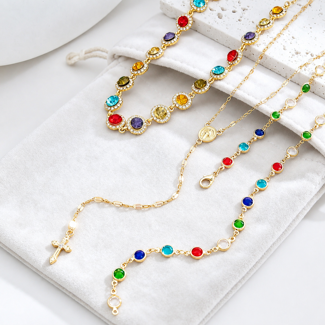Multicolor Cross Tassel Layered Necklace