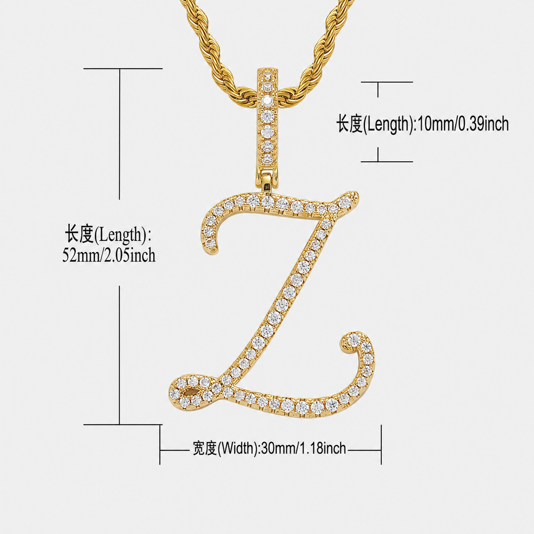 Pavé Script Initial Pendant Necklace