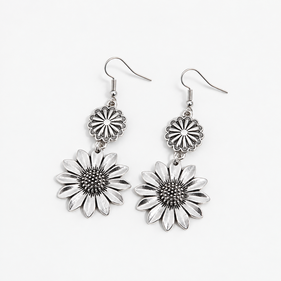Golden Daisy Drop Earrings