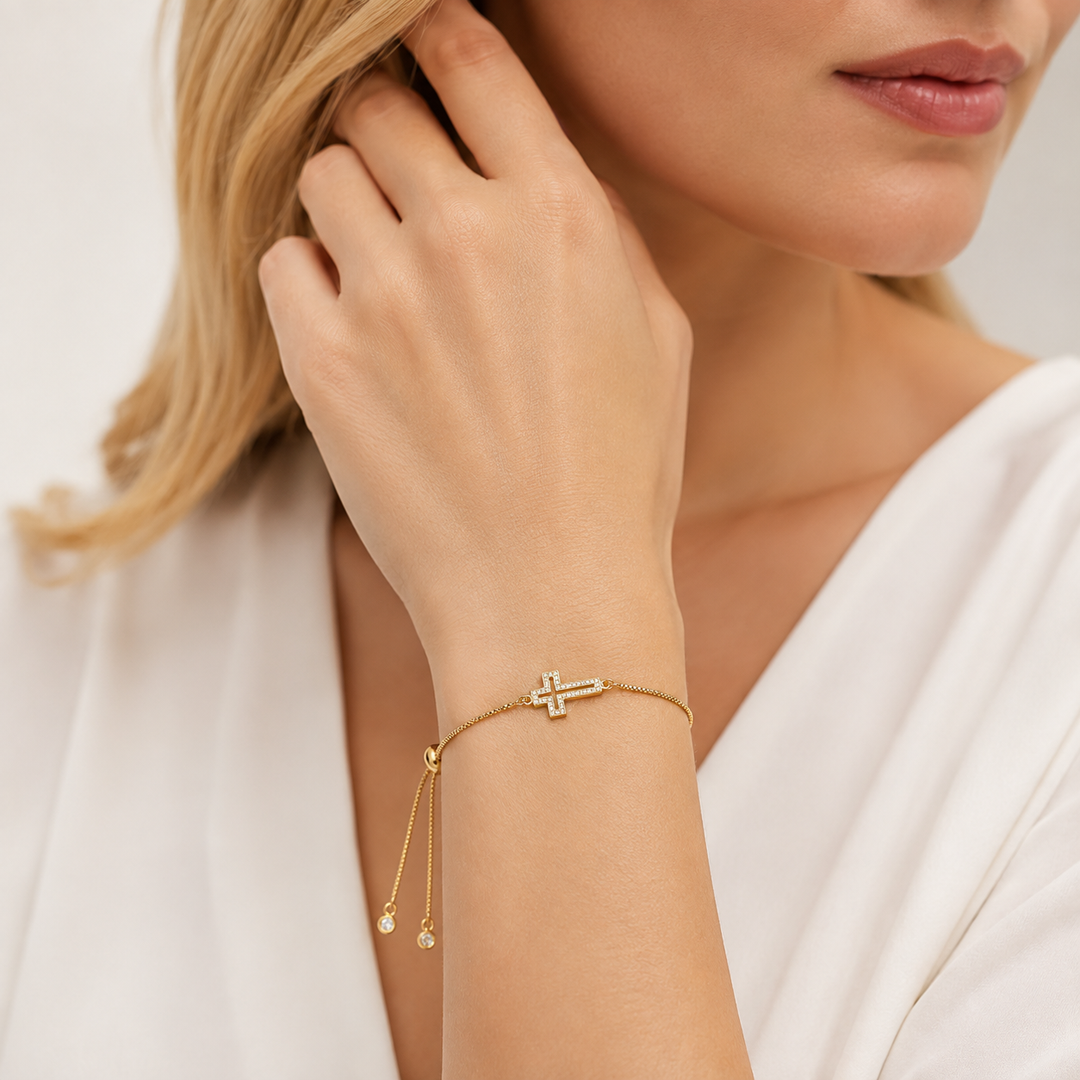 Pavé Cross Adjustable Bracelet