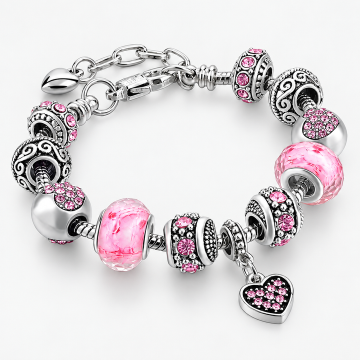 Pink Heart Charm Bracelet