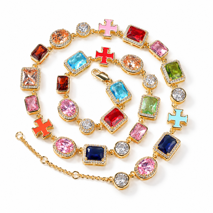 Colorful Cross Statement Necklace