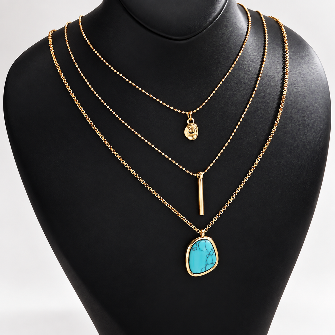 Layered Turquoise Pendant Necklace