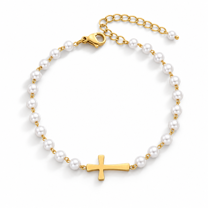 Faith &amp; Pearl Cross Jewelry Set