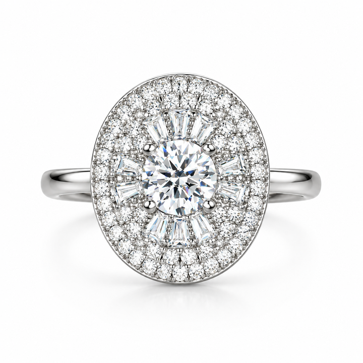 Vintage-Style Halo Moissanite Ring