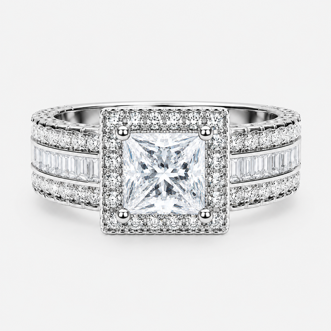 Square Halo Engagement Ring