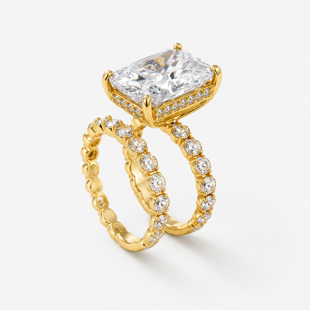 Luxurious Micro-Pave Zirconia Wedding Ring Set