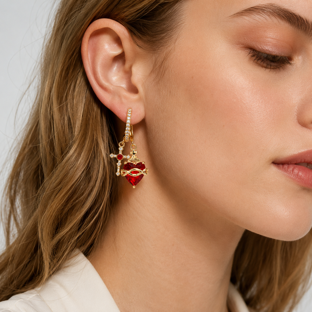 Sacred Heart Drop Earrings