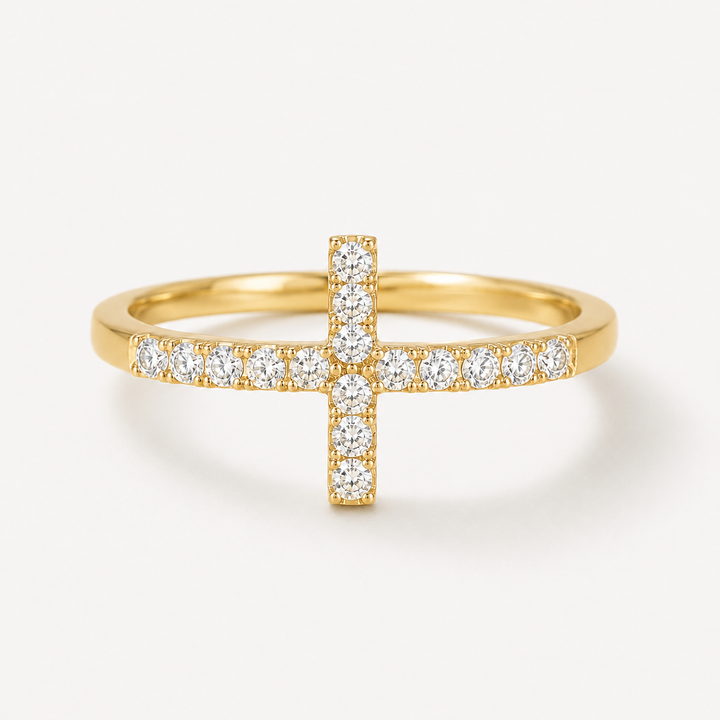 Pavé Cross Minimalist Ring