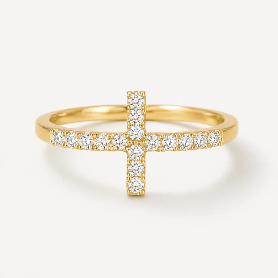 Pavé Cross Minimalist Ring