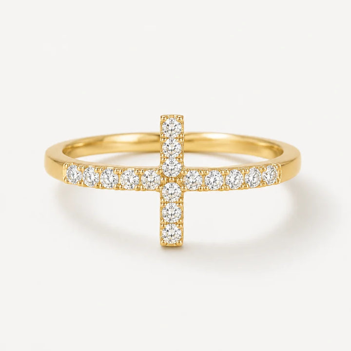 Pavé Cross Minimalist Ring