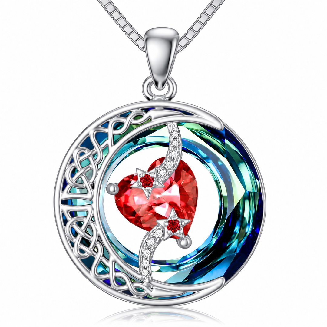 Sun, Moon &amp; Stars Birthstone Pendant Necklace