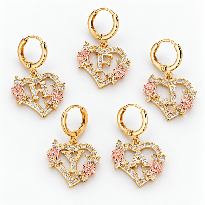Initial Heart Drop Earrings