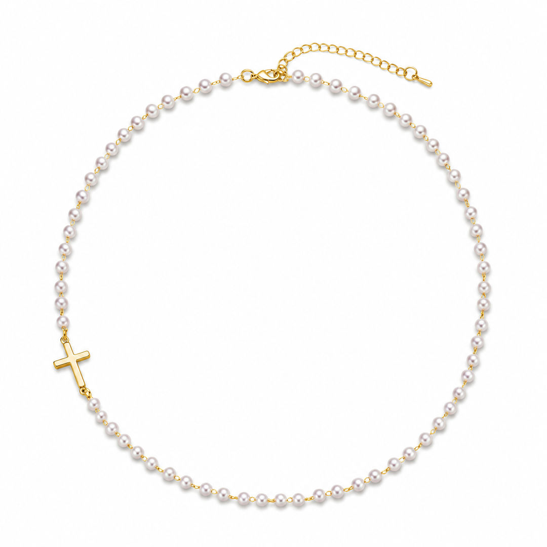 Faith &amp; Pearl Cross Jewelry Set