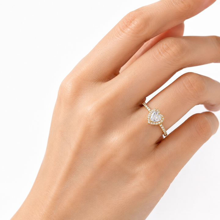 Heart-Cut Halo Engagement Ring