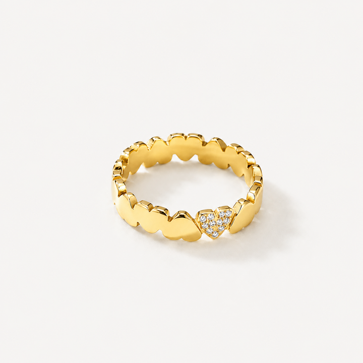 Pavé Heart Stainless Steel Ring