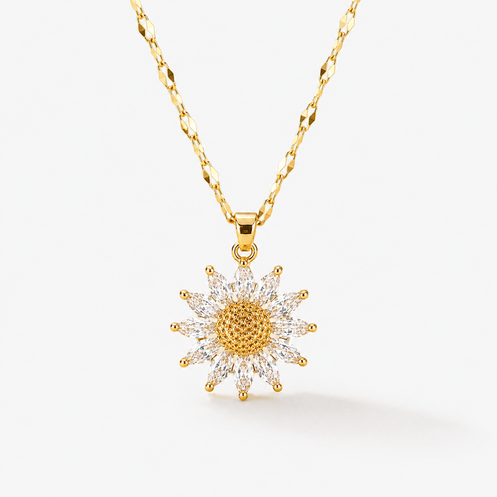 Sunflower Zircon Pendant Necklace