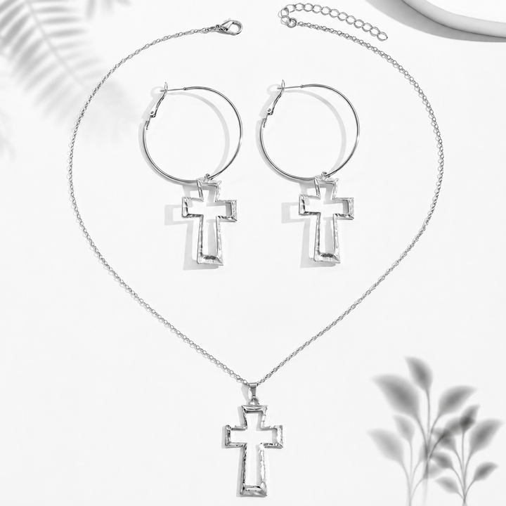Cross Necklace and Earring Set
