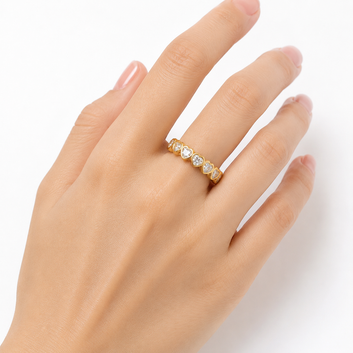 Heart-Cut Eternity Band Ring