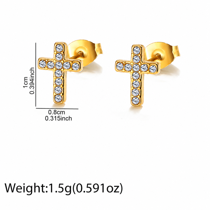 Pavé Cross Stud Earrings